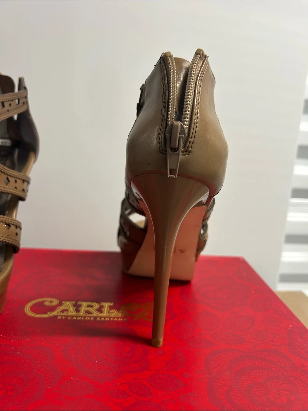 Carlos Santana Brown Laser-Cut Platform Sandals